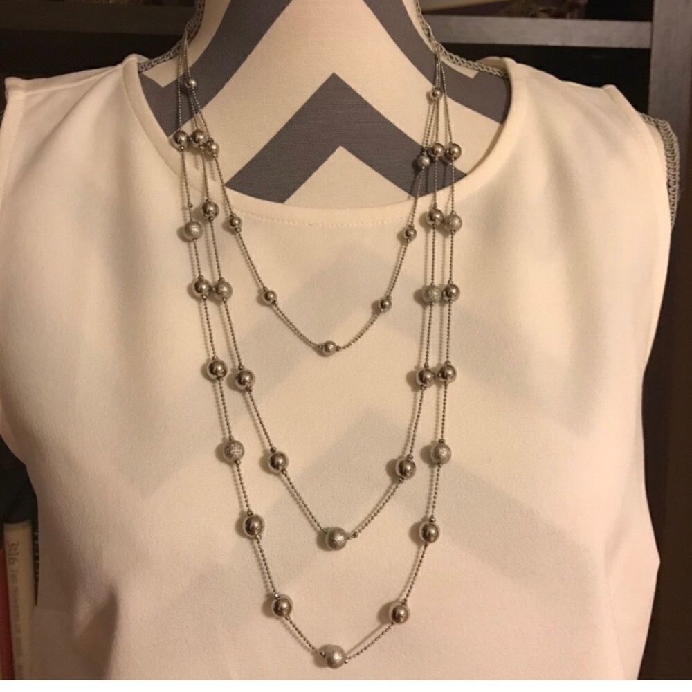 3-Tier Beaded Necklace with Matching Earrings